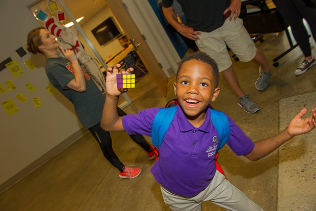 Excited Living Classrooms student